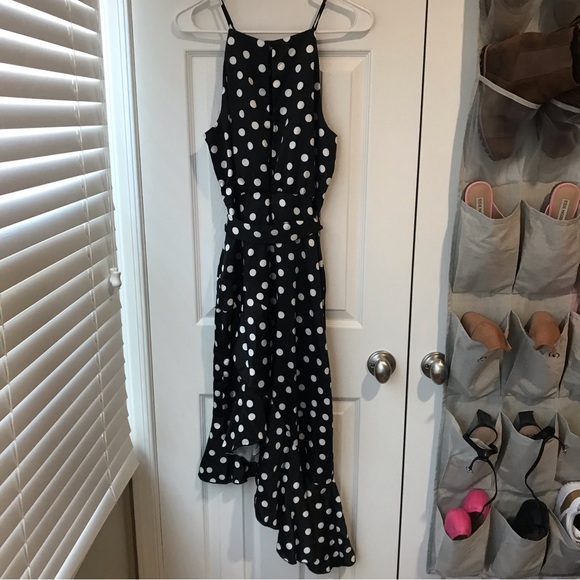 Polka Dot High Neck Ruffle Midi Dress Size 8 - Picture 4 of 6